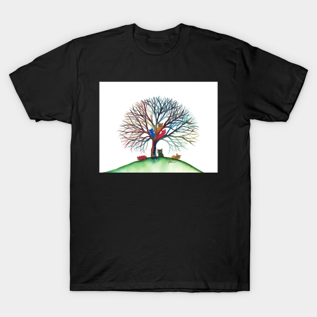 Hamilton Whimsical Tree Cats T-Shirt by LoriAlex2020